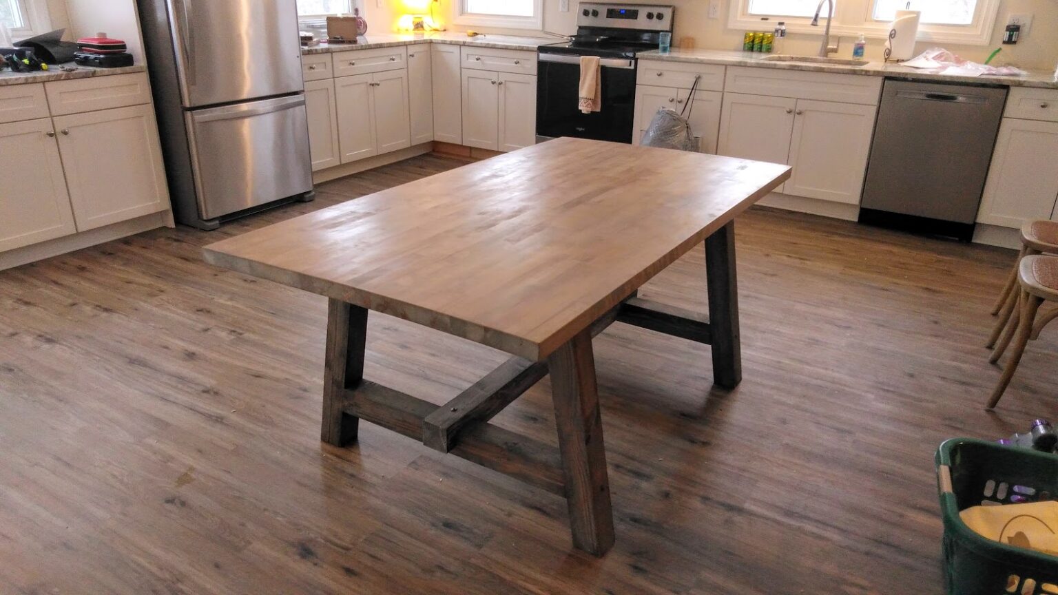 David Butcher Block Table MacDonough Homestead